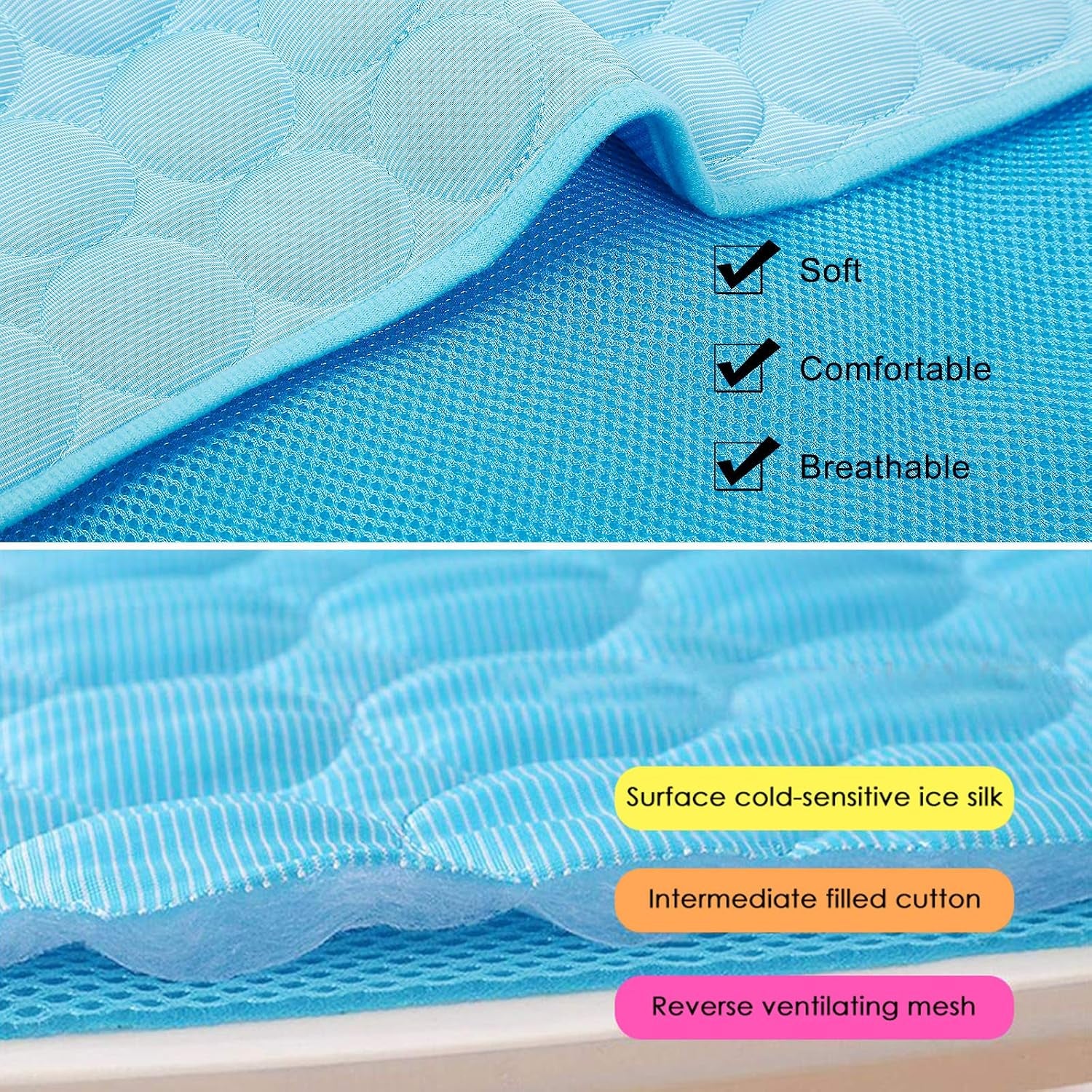 Cooling Mat for Dogs Cats Washable& Non-Toxic | Dog Cooling Mat Pet Blanket Sofa, Breathable, Silk Soft, Washable Cushion, Indoor/Outdoor