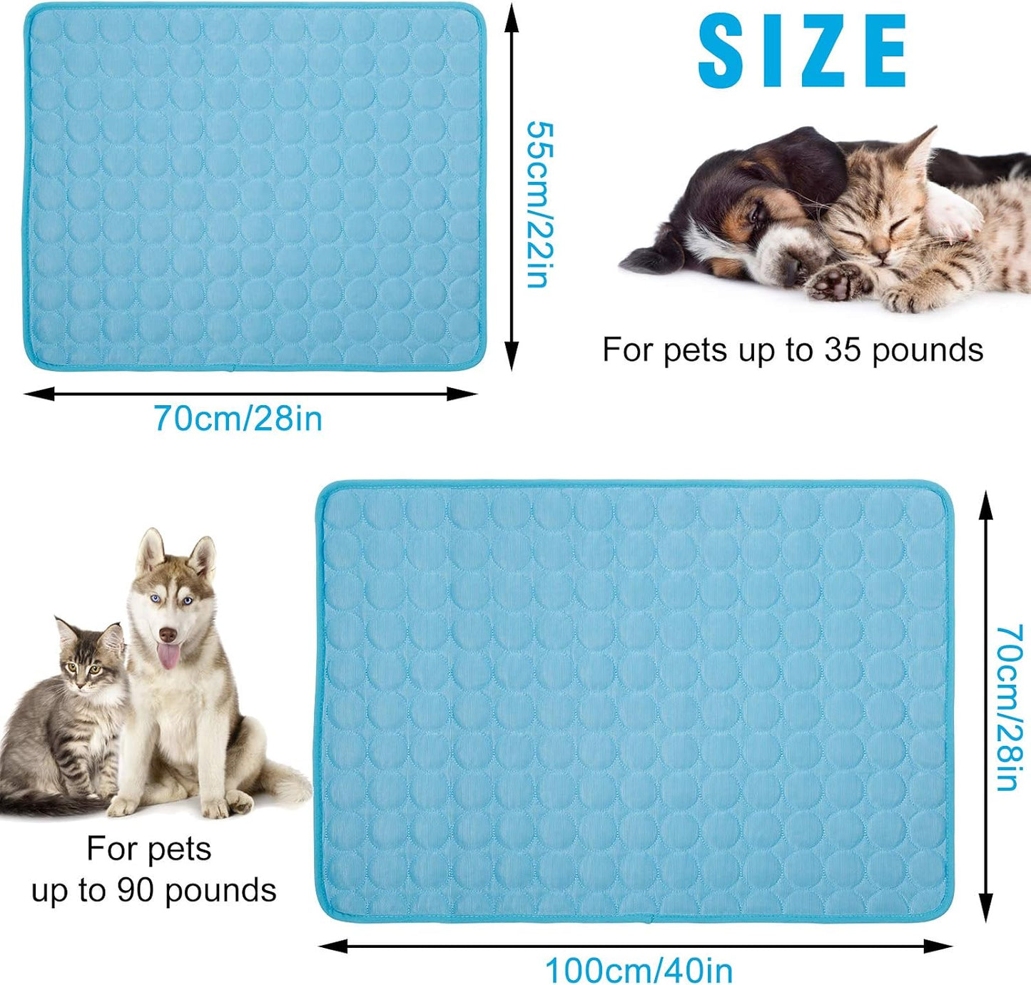 Cooling Mat for Dogs Cats Washable& Non-Toxic | Dog Cooling Mat Pet Blanket Sofa, Breathable, Silk Soft, Washable Cushion, Indoor/Outdoor